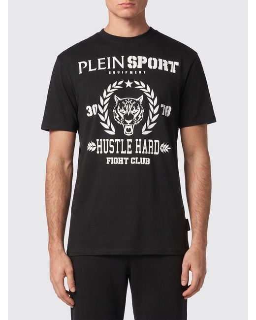 Philipp Plein Black Contrasting Graphic Print Cotton T-Shirt for men
