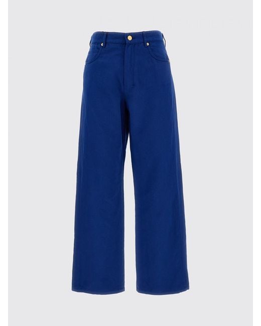 Max Mara Blue Cotton And Linen Trousers