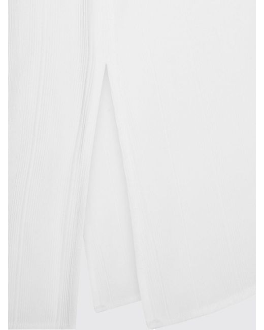 Totême White Sleeveless Linen-Blend Crewneck Top With Back Zip Closure