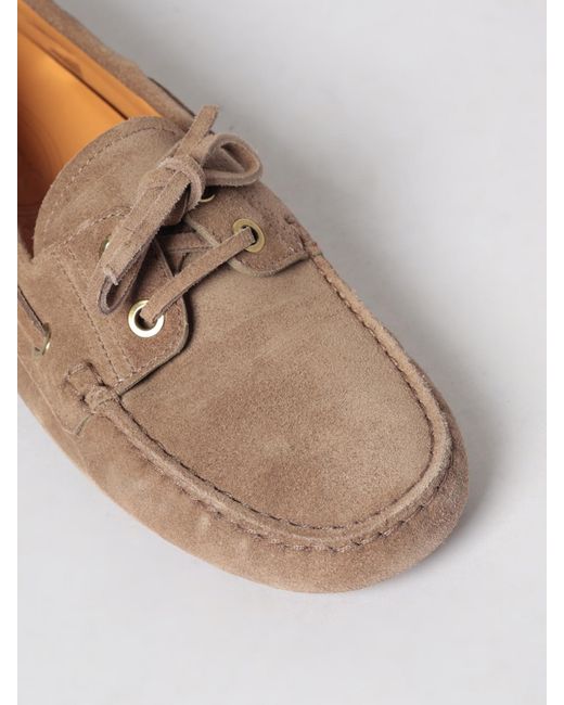 Tod's Natural Gommino Suede Boat Loafers