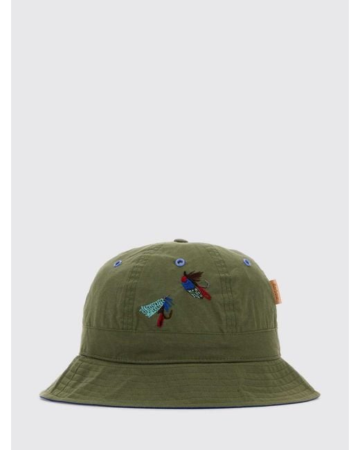 Barbour Green Embroidered Cotton Bucket Hat for men
