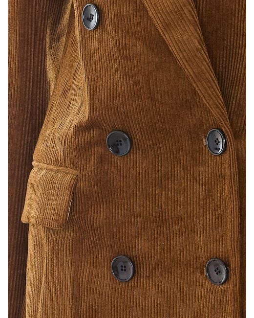 Isabel Marant Brown Double-Breasted Velvet Blazer With Peak Lapels
