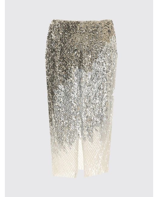 Elisabetta Franchi Black High-Waisted Midi Pencil Skirt With Embroidered Sequins