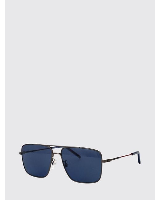 Tommy Hilfiger Blue Aviator Metal Sunglasses With Double Bridge for men
