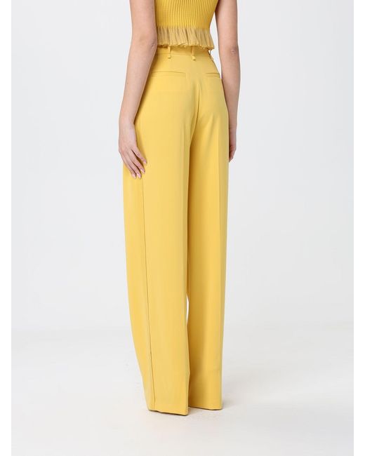 Elisabetta Franchi Yellow Crêpe Wide Leg Trousers