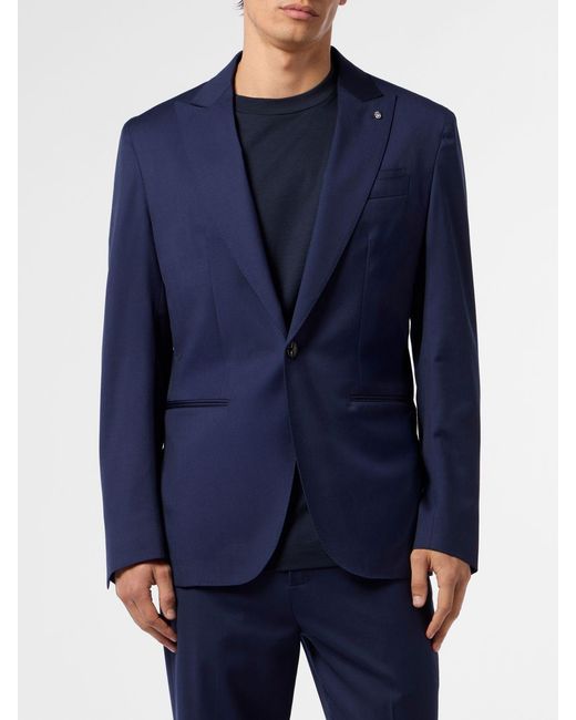 Billionaire Blue Virgin Wool Single-Breasted Blazer for men