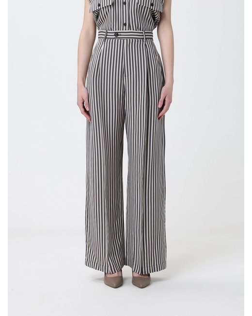 Tela Gray Striped Viscose Blend Pants