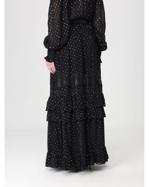 Self-Portrait Black Polka Dot Viscose Long Skirt