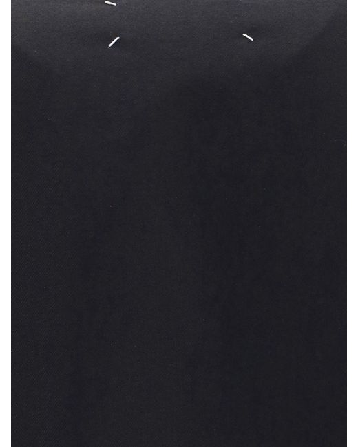 Maison Margiela Blue Cropped Open-Front Wool Blazer With Iconic Stitch