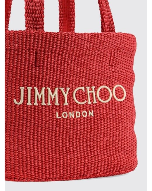 Jimmy Choo Beach Tote East-West Raffia Bag With Embroidered Logo