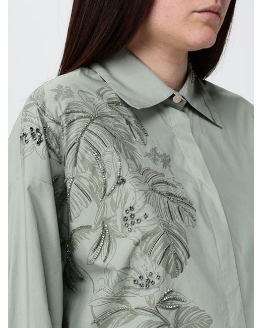Liu Jo Gray Cotton Shirt With Floral Print