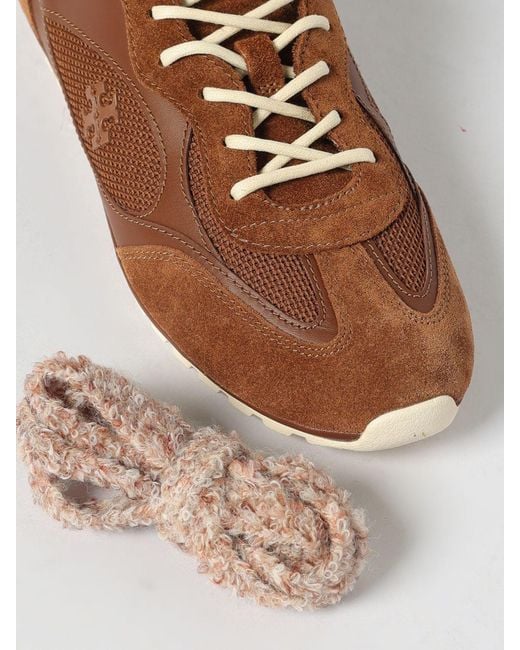 Tory Burch Brown Leather And Mesh Sneakers