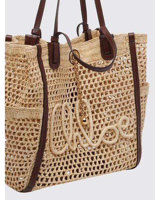 Chloé Natural Chlo&Eacute Iconic Double Carry Crochet Shoulder Tote Bag