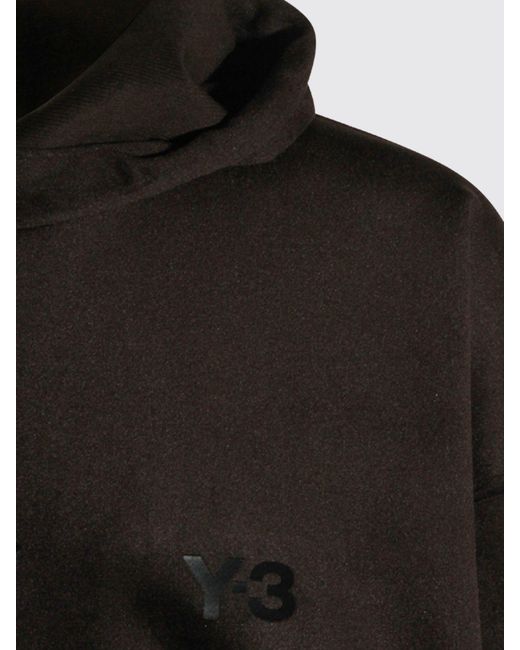 Y-3 Black Velvet Hoodie With Drawstring And Kangaroo Pocket for men