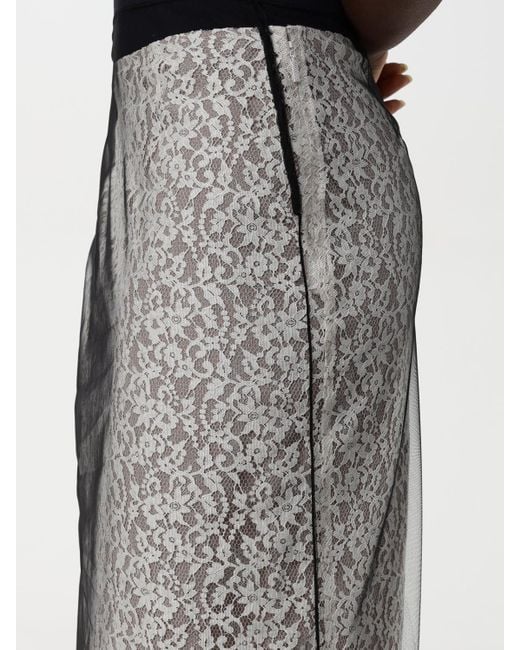 Fendi Gray Lace Midi Skirt Tulle Lining
