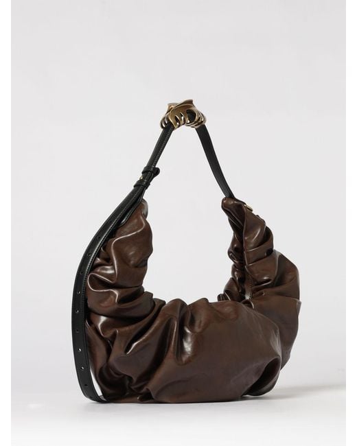 DIESEL Brown Grab-D Ruched Polyurethane Bag
