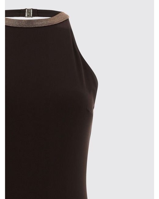 Brunello Cucinelli Brown Stretch Polyamide One-Piece Swimsuit