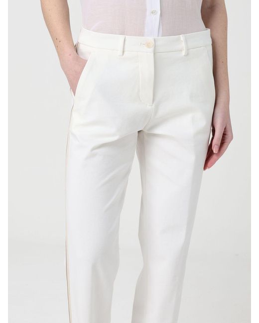 Mason's White Cotton Blend Straight Trousers