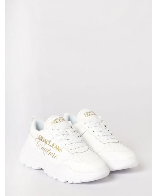 Versace Jeans Couture White Leather Sneakers With Logo