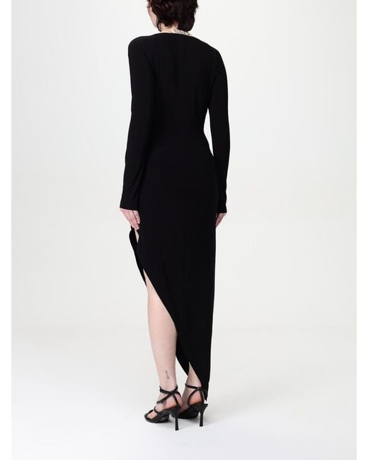 Norma Kamali Black Asymmetrical Jersey Midi Dress