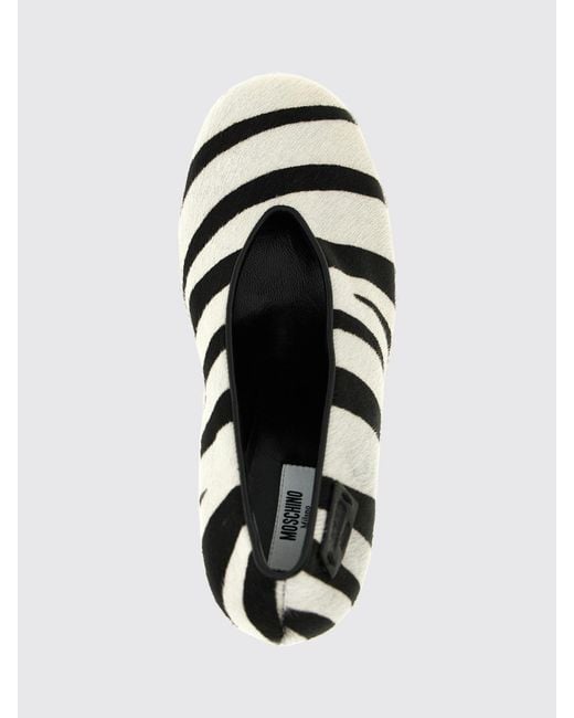 Moschino Couture White Zebra-Print Pony Hair Pumps With Spool Heel