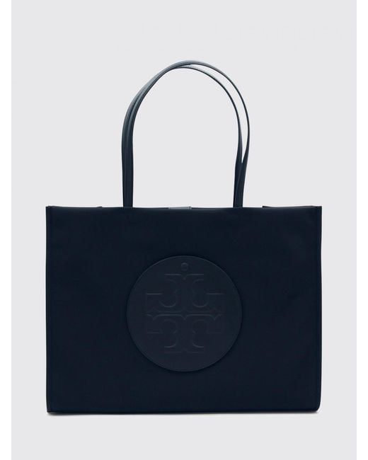Tory Burch Blue Ella Recycled Nylon Tote Bag With Double Handle And Tonal Logo