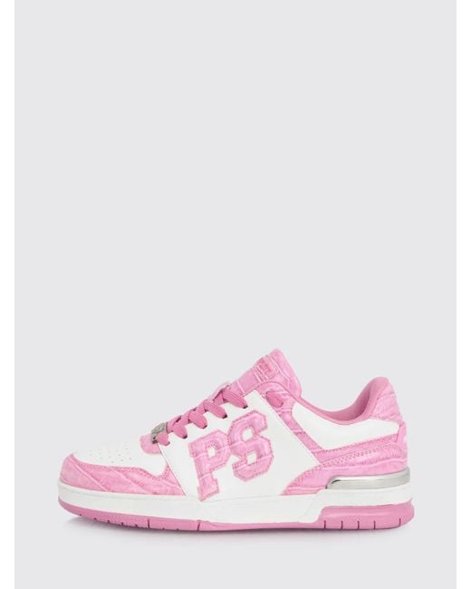 Philipp Plein Pink Crocodile Print Leather Sneakers for men