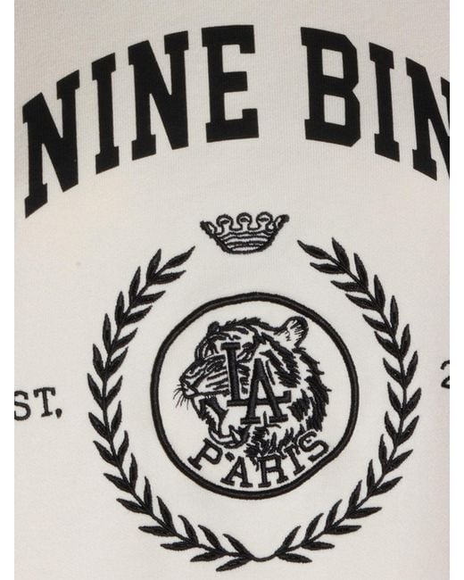 Anine Bing White Cotton Crewneck Sweatshirt With Logo