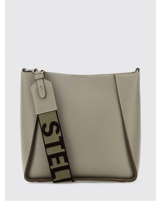 Stella McCartney Gray Grained Faux Leather Bag With Micro Brooch Logo
