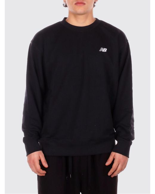 New Balance Black Cotton Crewneck Sweatshirt With Logo for men