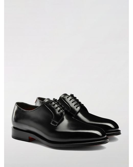 Santoni Black Brogue Shoes for men