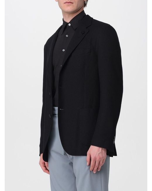 Lardini Black Single-Breasted Jersey Jacket for men