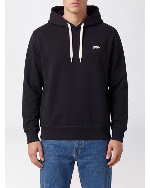 Autry Blue Cotton Hoodie With Contrasting Logo And Drawstring for men