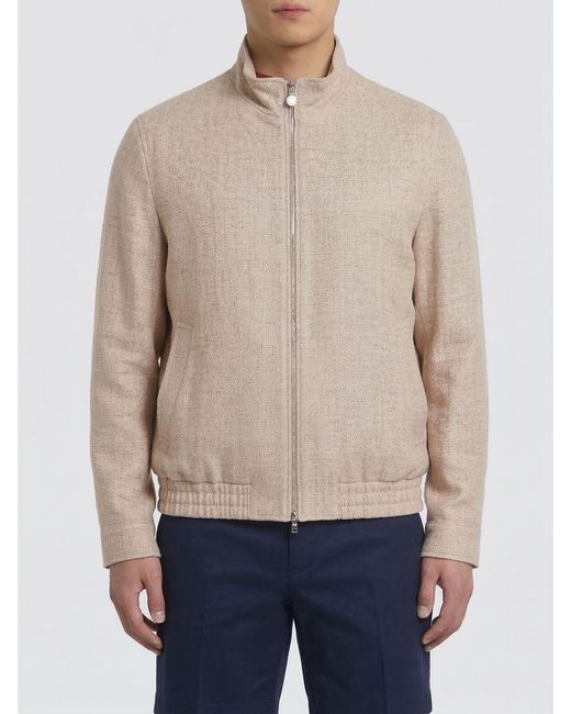 Brunello Cucinelli Blue Wool And Linen Blend Bomber Jacket for men