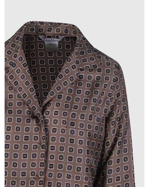 Max Mara Brown Disco Printed Silk Shirt