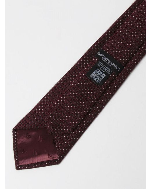 Cravatta in seta con pois jacquard di Emporio Armani in Brown da Uomo