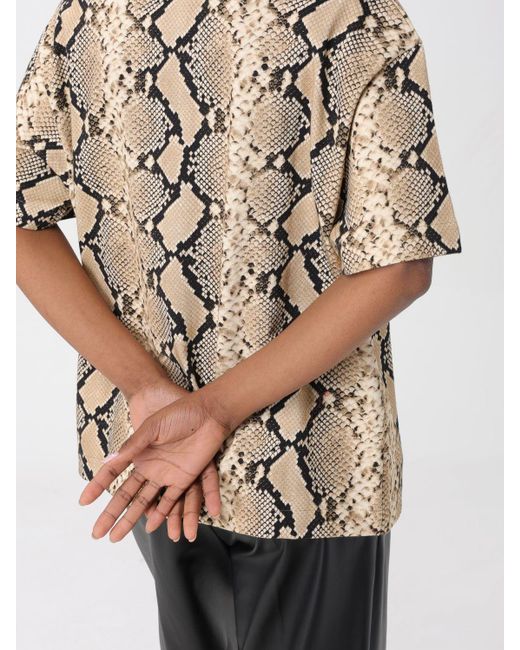T-shirt di cotone con stampa pitone di Jil Sander in Natural