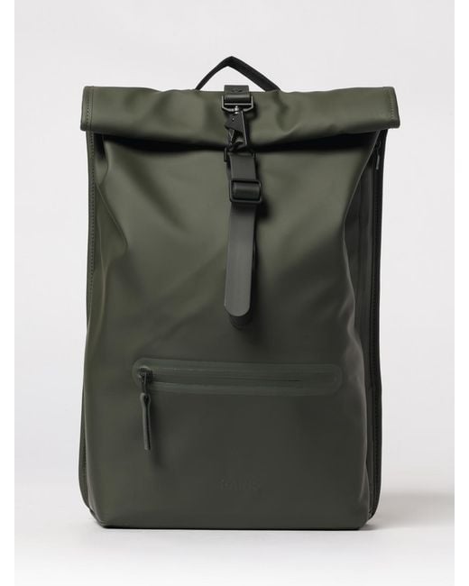 Rains Green Rolltop Rucksack for men