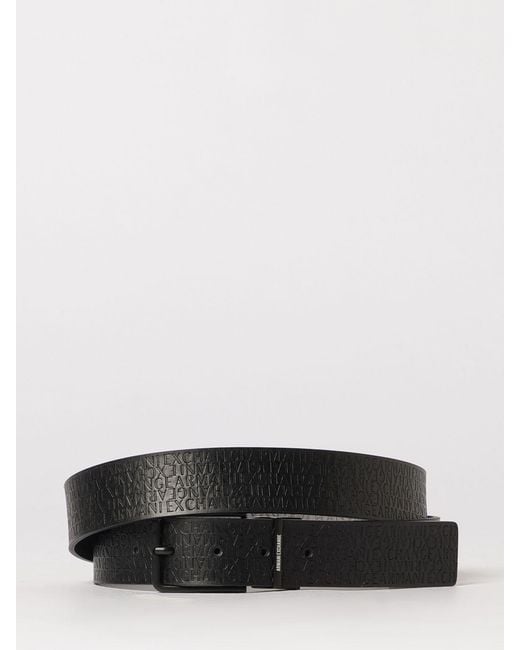 ARMANI EXCHANGE Blue Reversible Classic Belt With All-Over Logo for men