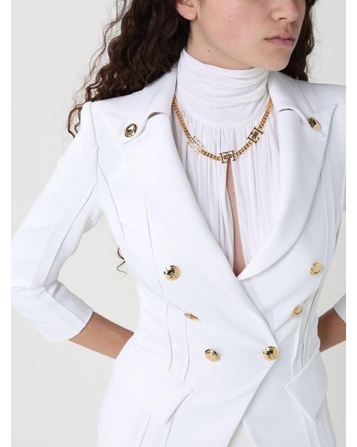 Elisabetta Franchi White Double-Breasted Blazer