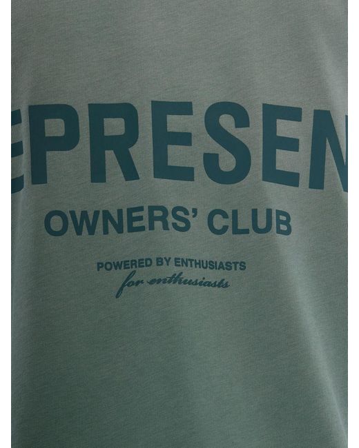 Represent Green Crew Neck Cotton T-Shirt With Contrast Logo for men