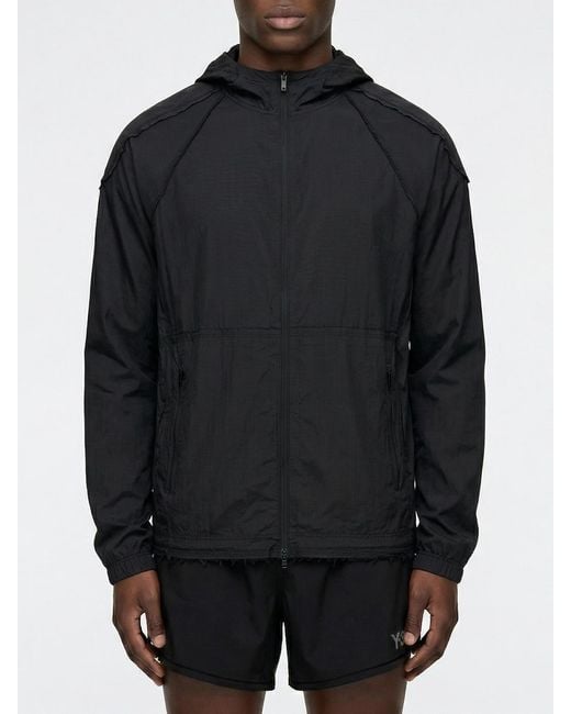 Y-3 Black Hooded Windbreaker Jacket for men
