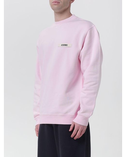 Jacquemus Pink Logo Cotton Crewneck Sweatshirt for men