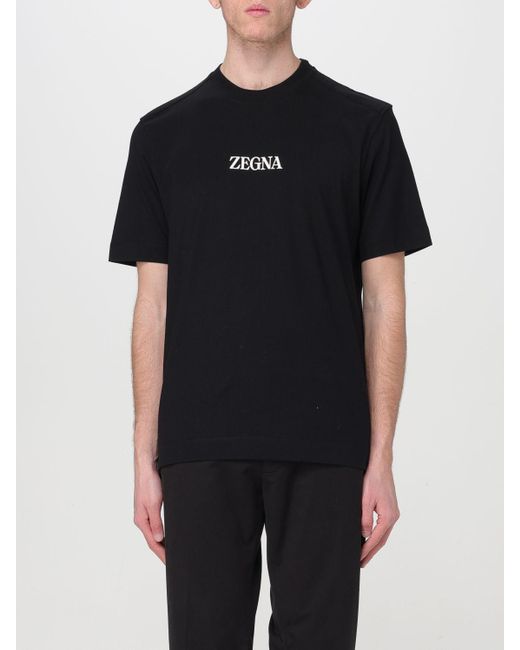 T-shirt con logo di Zegna in Black da Uomo