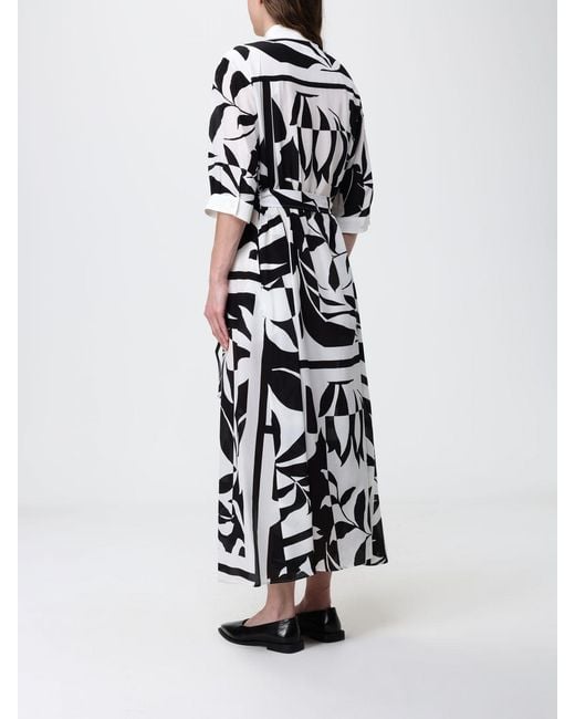 Max Mara White Floral Print Silk Shirt Dress