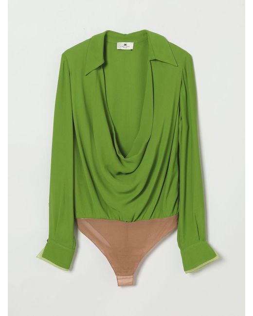 Elisabetta Franchi Green Viscose Georgette Blouse Bodysuit