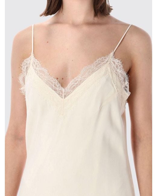 Rohe White Silk Blend Slip Dress With Lace Inserts