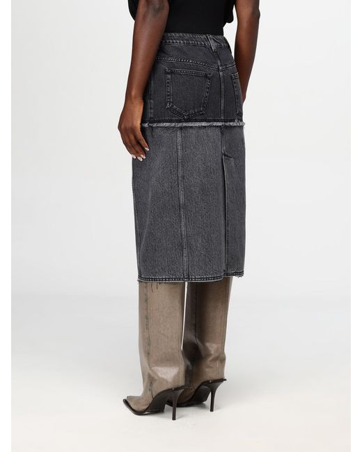 McQueen Black Two-Tone Denim Skirt