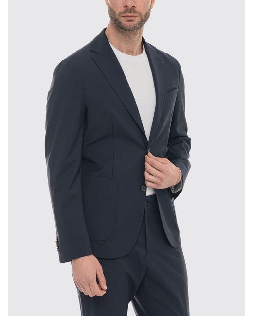 Boss Blue Single-Breasted Slim-Fit Blazer for men