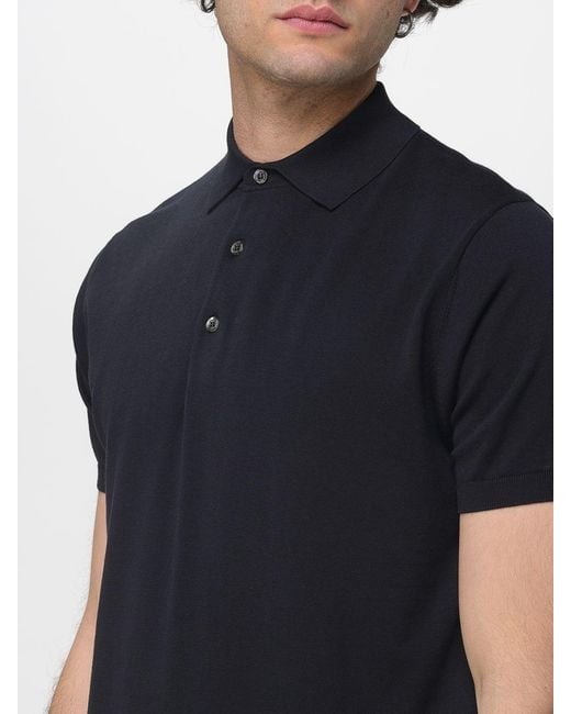 Aspesi Black Cotton Knit Polo Shirt for men